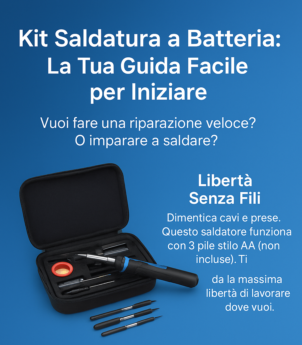 Kit saldatura a batteria con valigetta, stagno e cacciaviti per principianti e hobbisti