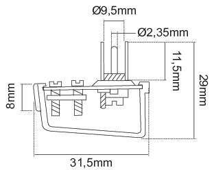 Schema diagram of a coassiale male connector for TV antenna, showing dimensions and specifications in mm.