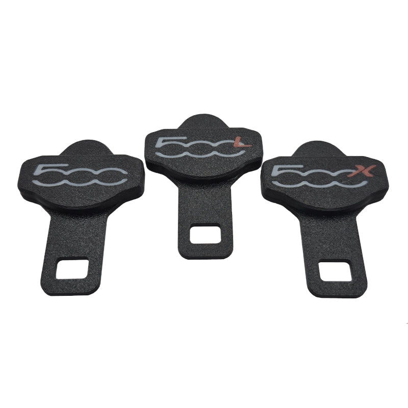 Ganci per cintura di sicurezza personalizzati con logo Fiat 500.
