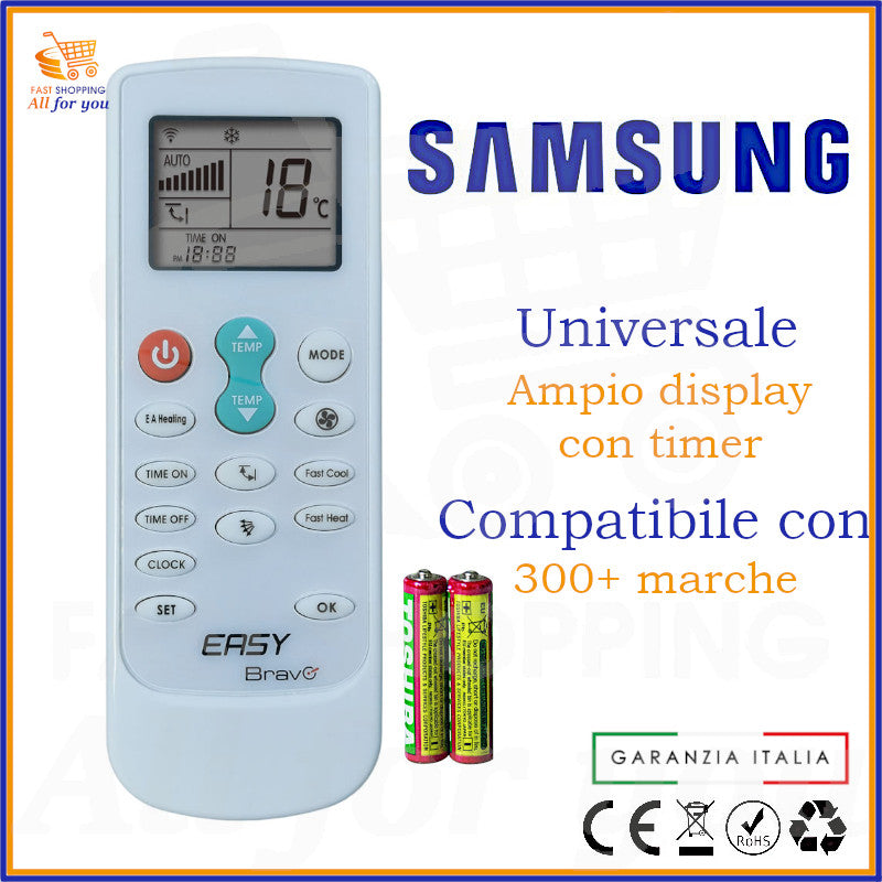 Telecomando Universale Bravo Easy compatibile con Condizionatore Samsung, display acceso