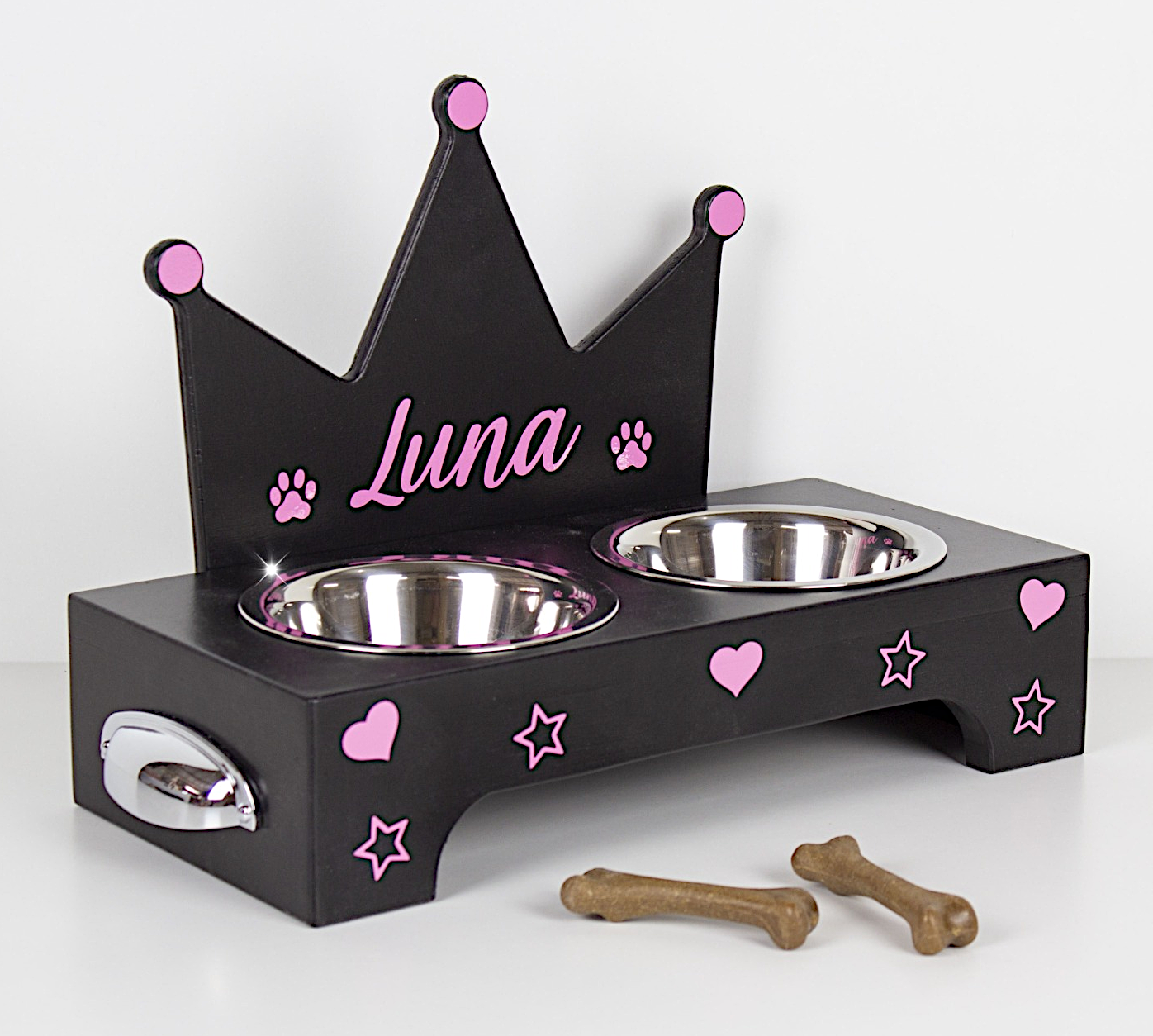 Portaciotole per cani gatti in legno personalizzate