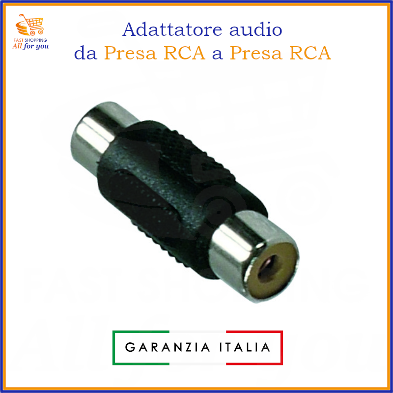 Adattatore accoppiatore audio/video RCA da presa femmina a presa femmina, per prolungare cavi RCA.