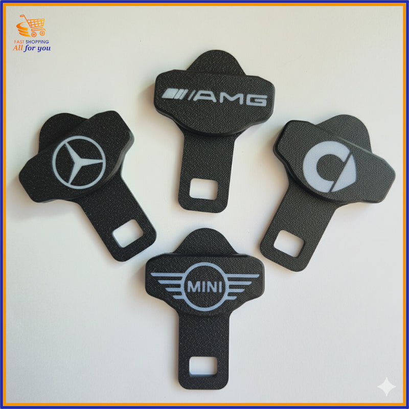 Ganci per cintura di sicurezza personalizzati con loghi AMG, Mercedes, Smart e Mini.