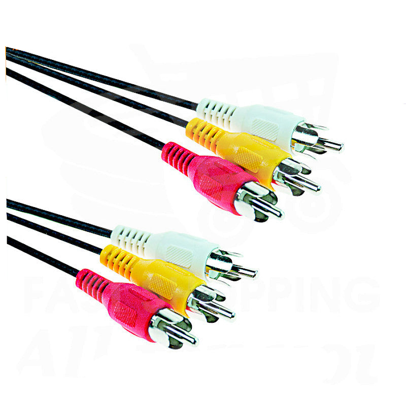 Cavo RCA audio video 3x3 maschio da 1,5 metri colore nero per connessioni AV composito
