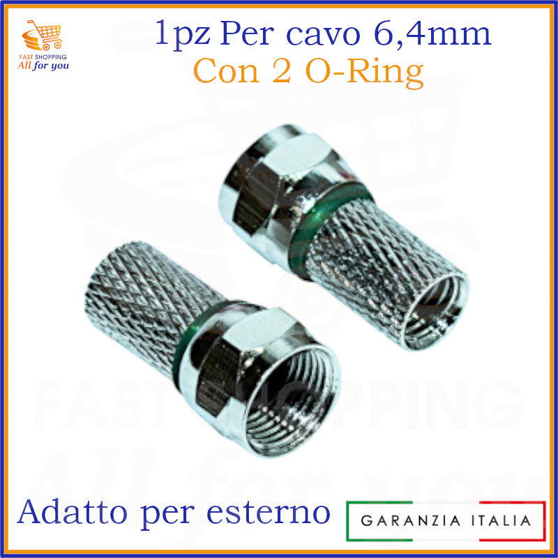 Connettore F maschio 6,40 mm con doppio O-Ring per esterno impermeabile