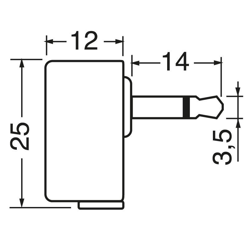 Dimensioni spina jack 3.5mm mono angolare.