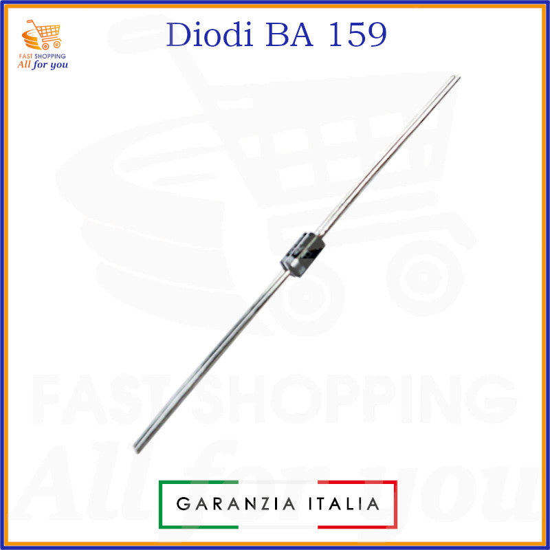 Diodo raddrizzatore BA159 800V 1A a commutazione rapida con terminali assiali, compatibile con BA157 e BA158