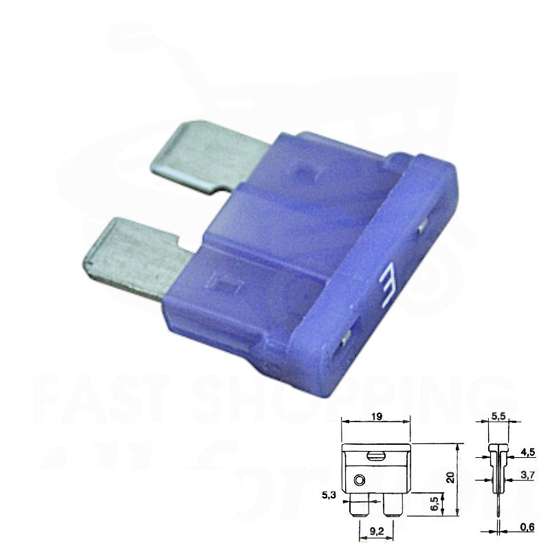 Fusibile a lama standard 3A 19mm per auto di colore violetto