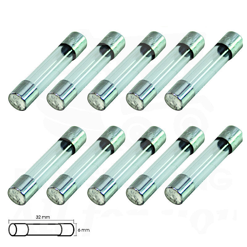 Busta da 10 fusibili rapidi in vetro 6x32mm 1,25A 250V