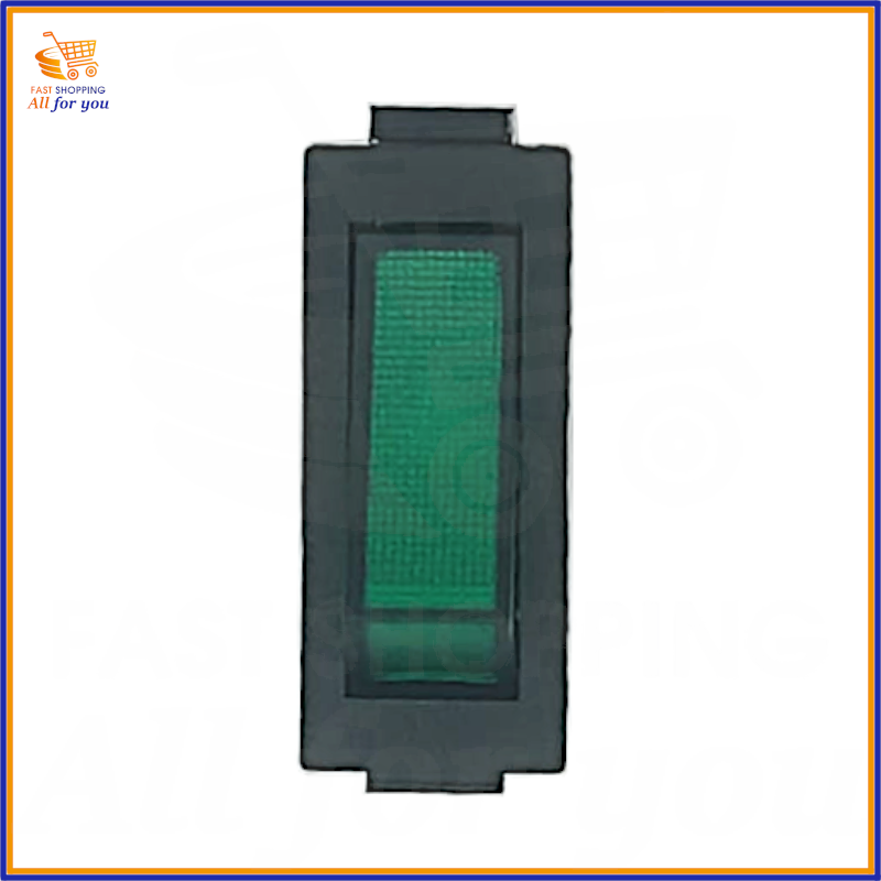 Vista superiore dell'interruttore a bilanciere luminoso verde ON-OFF 16A.