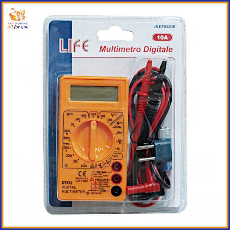 Multimetro LIFE DT832 in blister con puntali e accessori