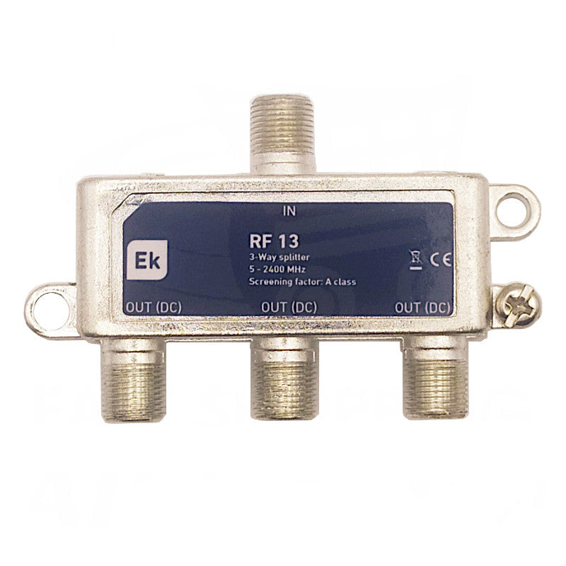 Partitore antenna TV a 3 uscite con connettori F e schermatura Classe A