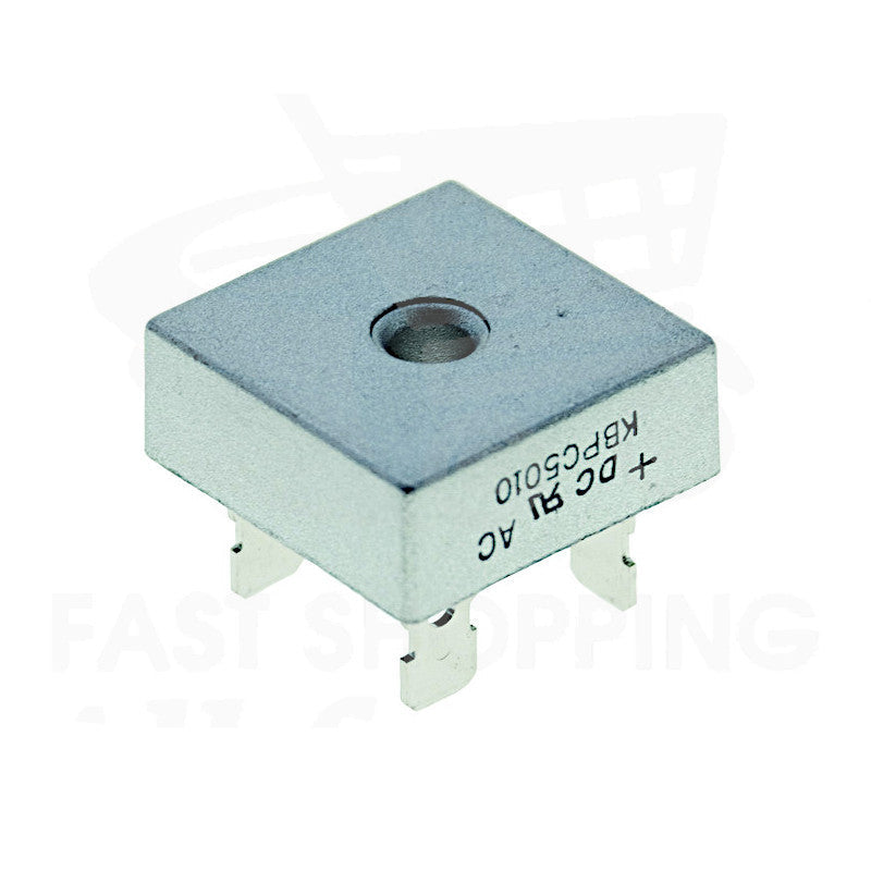 Ponte diodi raddrizzatore KBPC5010 50A 1000V con foro centrale per fissaggio e terminali a saldare