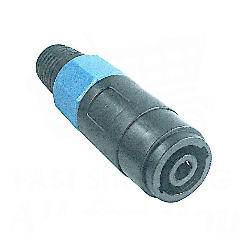 Presa Speakon femmina a 4 poli per cavi da 6-15mm, mostrata con guidacavo blu e corpo nero, pronta per l'assemblaggio.