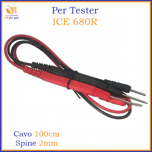Coppia di puntali rosso e nero per tester ICE 680R con spine da 2mm.