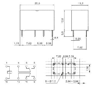 Schema Mini relè elettronico 12V per PCB con protezione IP67 e doppio scambio