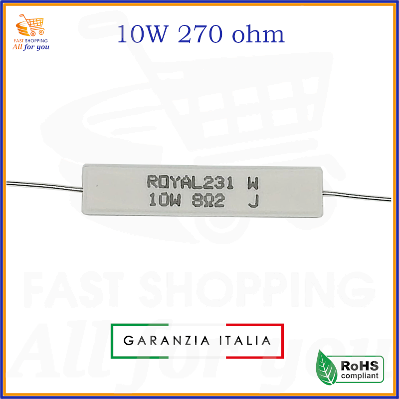 Resistenza ceramica a filo 270 Ohm 10W ROYAL