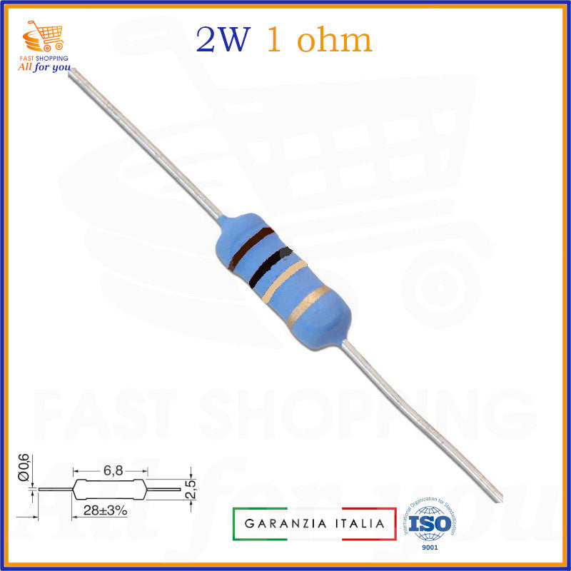 Resistenza a ossido di metallo 2W 1 Ohm ±5% per elettronica