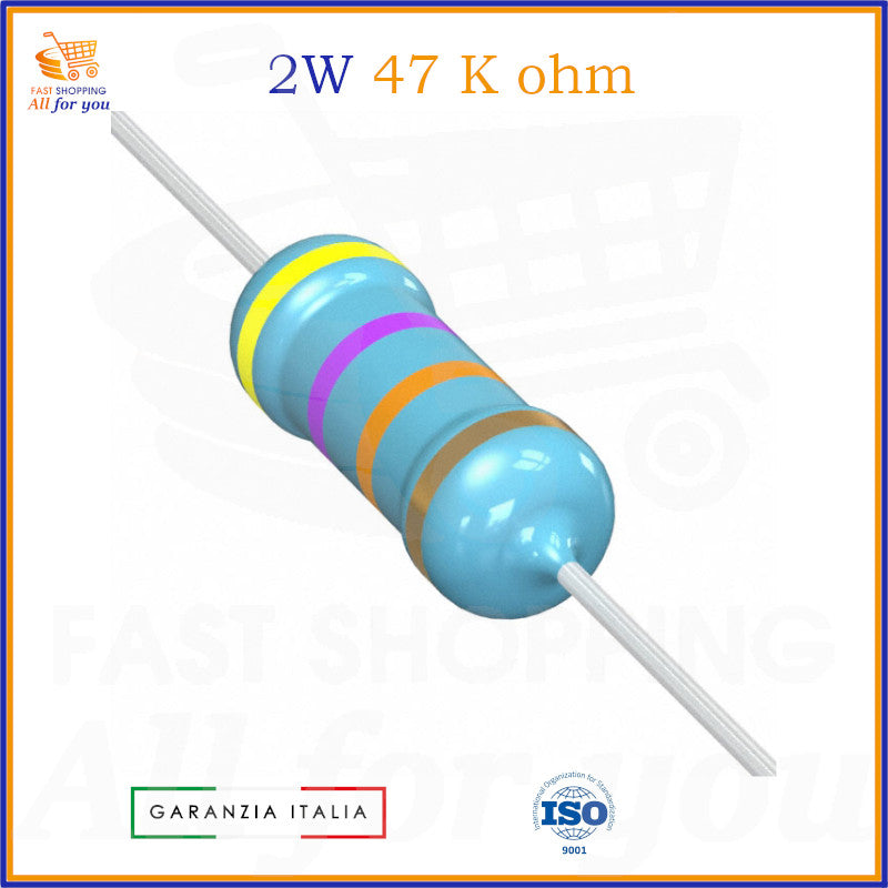 Resistenza 47 kOhm 2W ±5% assiale ossido di metallo