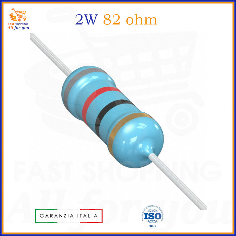 Resistenza assiale 82 Ohm 2W ±5% ossido di metallo