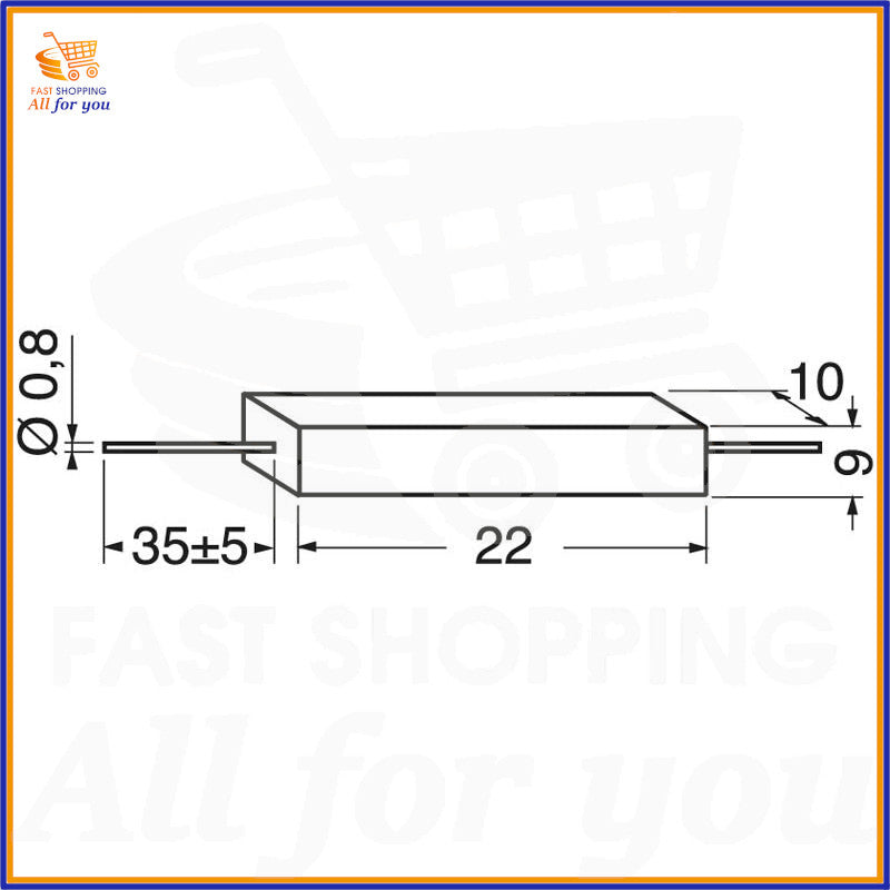 Schema tecnico resistenza a filo 1,2 kΩ 5W