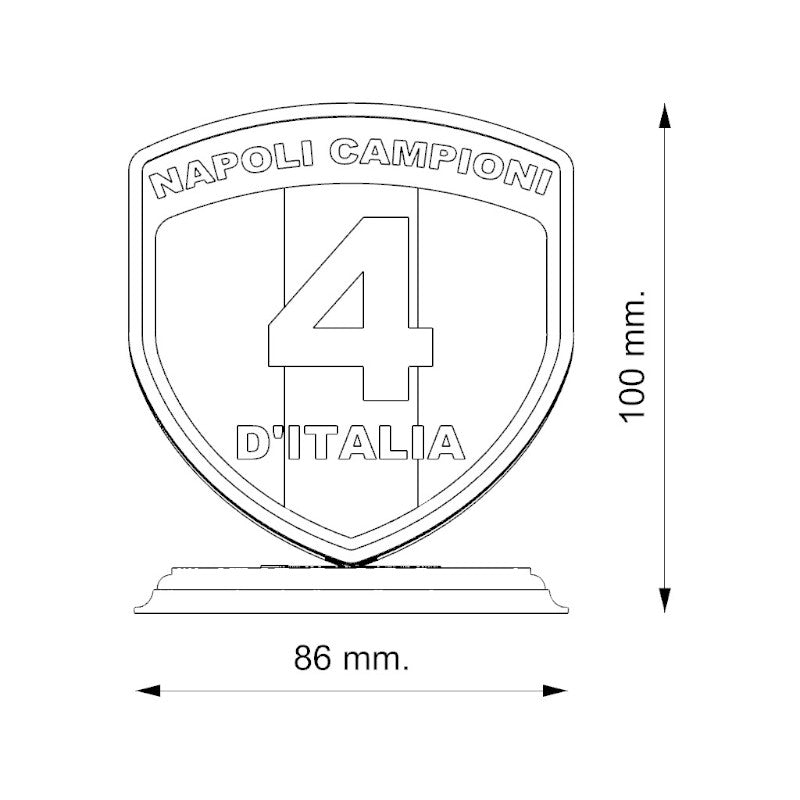 Soprammobile Quarto Scudetto Napoli – Scudetto Tricolore su Base Tonda in Legno Nero o Noce