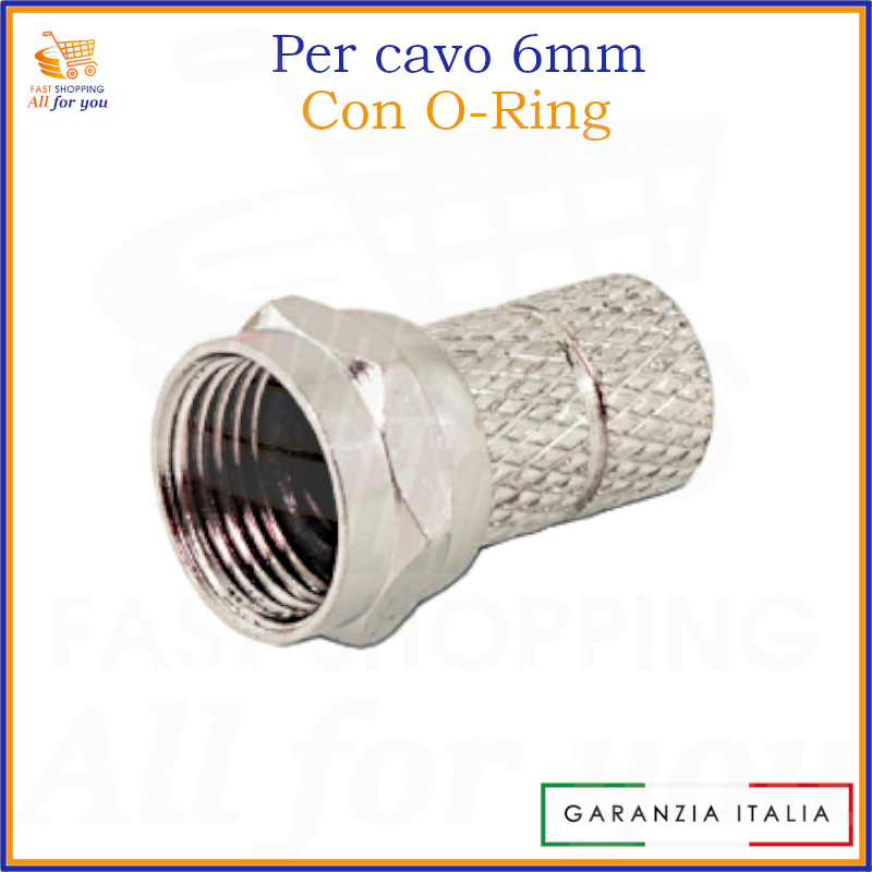 Spina F ad avvitare per cavo 6mm con O-Ring per impianti TV e SAT