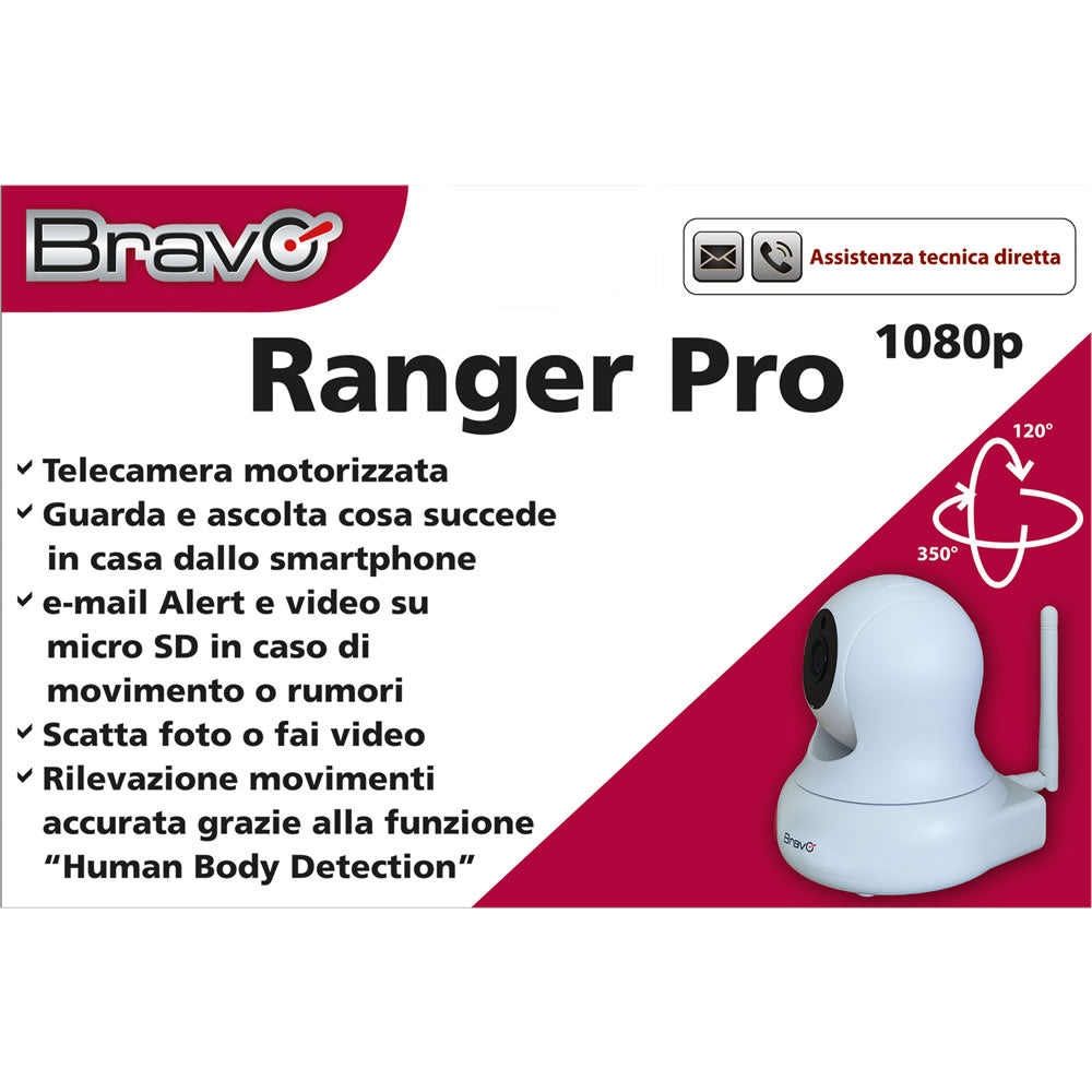 Dettaglio del retro della telecamera BRAVO Ranger PRO, che evidenzia la griglia dello speaker per la funzione audio bidirezionale.