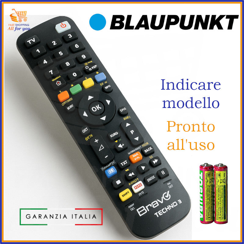Telecomando Bravo Techno 3 compatibile Blaupunkt: TV e decoder SAT, programmato e pronto all’uso