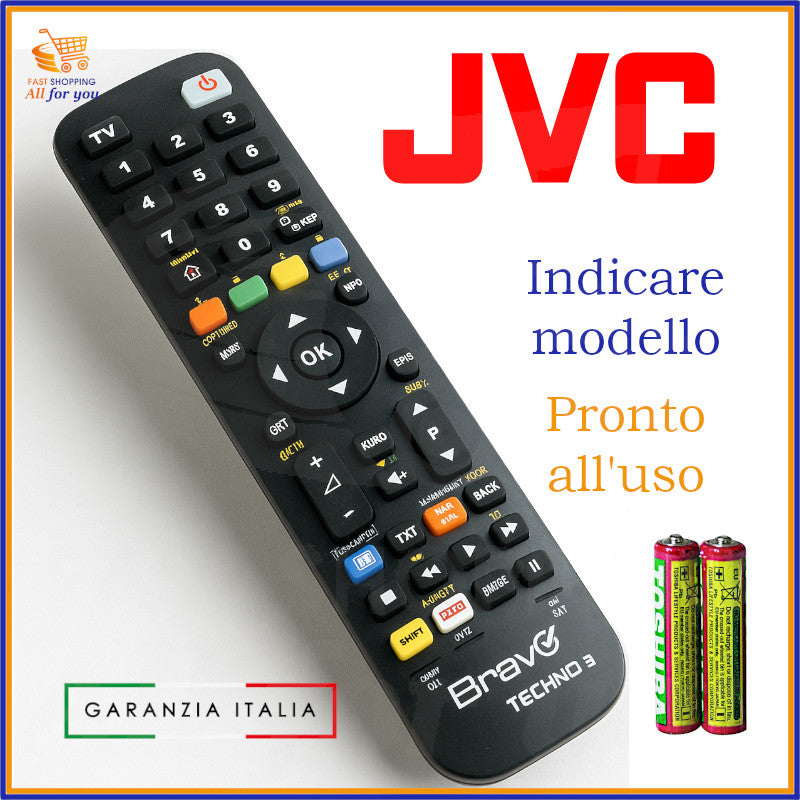 Telecomando Bravo Techno 3 compatibile JVC: TV, DVD, VCR e proiettori, programmabile e pronto all’uso