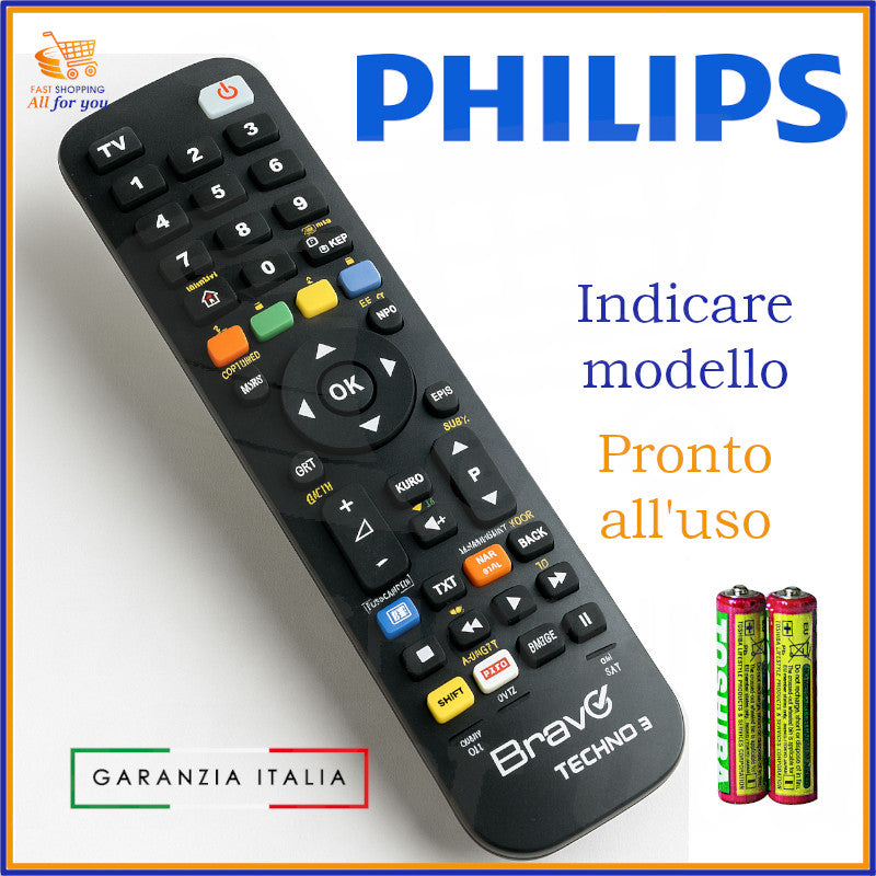 Telecomando universale Bravo Techno 3 compatibile con televisori Philips