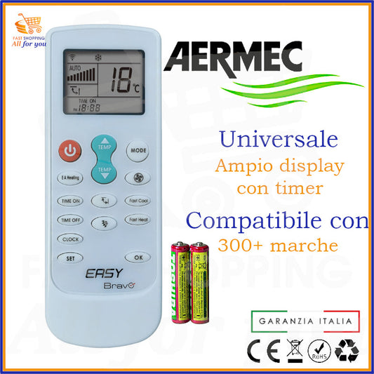Telecomando Universale Bravo Easy compatibile con Condizionatore Aermec, display acceso