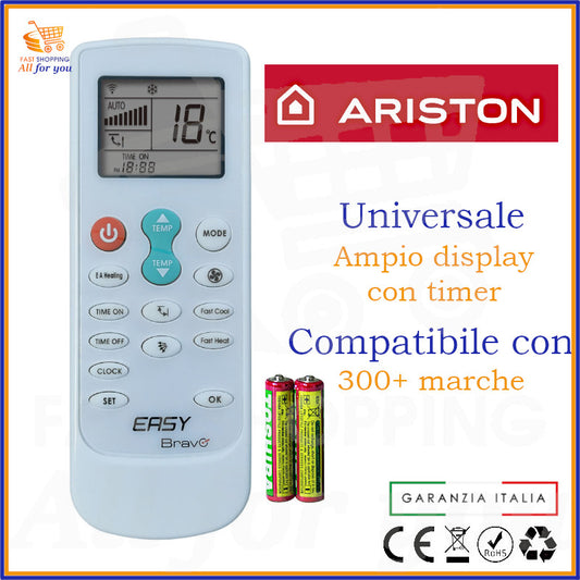 Telecomando Universale Bravo Easy compatibile con Condizionatore Ariston, display acceso
