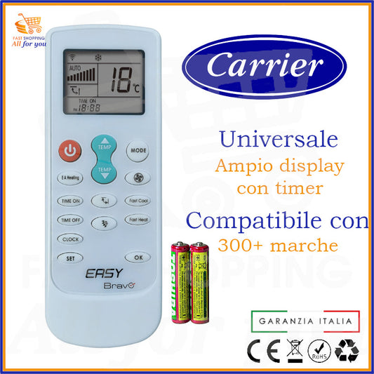 Telecomando Universale Bravo Easy compatibile con Condizionatore Carrier, display acceso