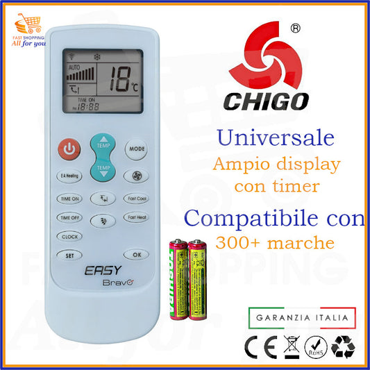 Telecomando Universale Bravo Easy compatibile con Condizionatore Chigo, display acceso