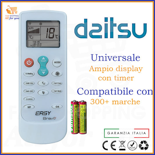 Telecomando Universale Bravo Easy compatibile con Condizionatore Daitsu, display acceso
