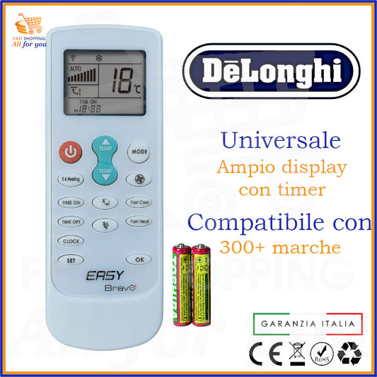 Telecomando Universale Bravo Easy compatibile con Condizionatore De Longhi, display acceso