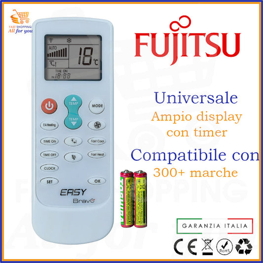 Telecomando Universale Bravo Easy compatibile con Condizionatore Fujitsu, display acceso