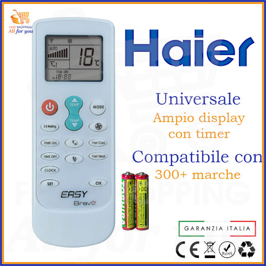 Telecomando Universale Bravo Easy compatibile con Condizionatore Haier, display acceso