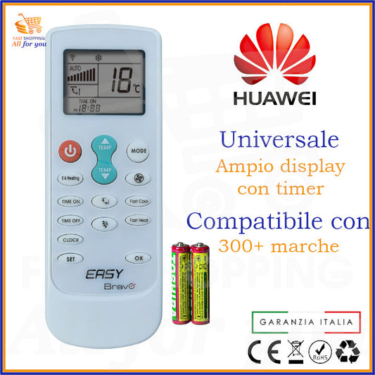 Telecomando Universale Bravo Easy compatibile con Condizionatore Huawei, display acceso