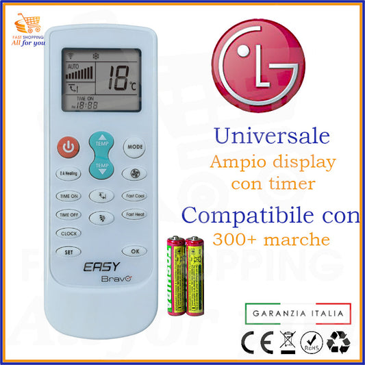 Telecomando Universale Bravo Easy compatibile con Condizionatore LG, display acceso