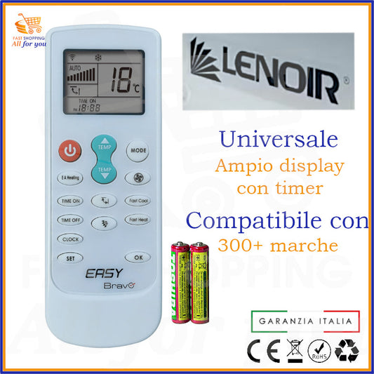 Telecomando Universale Bravo Easy compatibile con Condizionatore Lenoir, display acceso