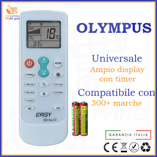Telecomando Universale Bravo Easy compatibile con Condizionatore Olympus, display acceso