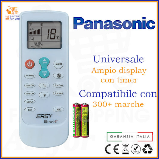 Telecomando Universale Bravo Easy compatibile con Condizionatore Panasonic, display acceso