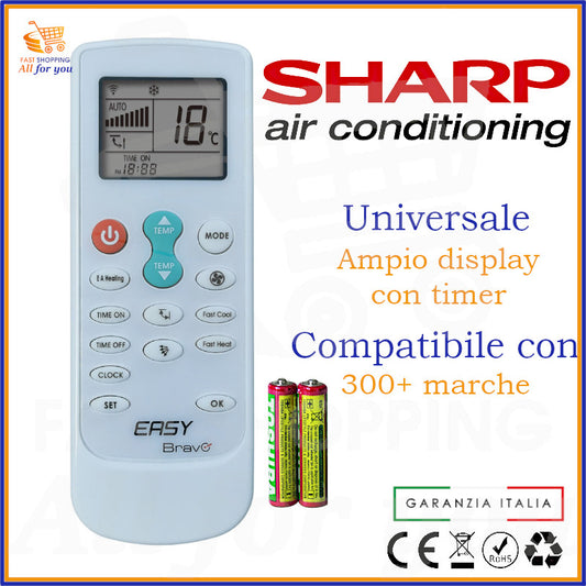 Telecomando Universale Bravo Easy compatibile con Condizionatore Sharp, display acceso