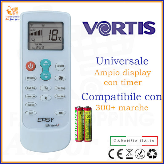 Telecomando Universale Bravo Easy compatibile con Condizionatore Vortis, display acceso
