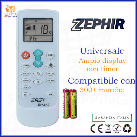 Telecomando Universale Bravo Easy compatibile con Condizionatore Zephir, display acceso