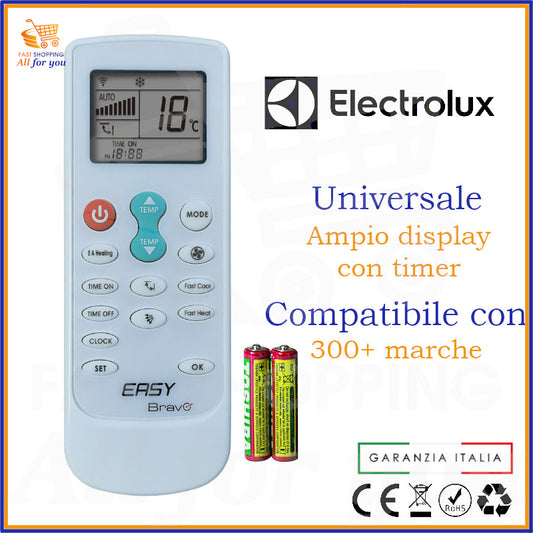 Telecomando Universale Bravo Easy compatibile con Condizionatori Electrolux, display acceso