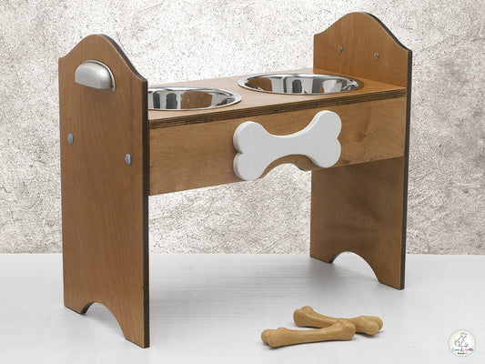 Portaciotole per cani rialzate in legno personalizzate