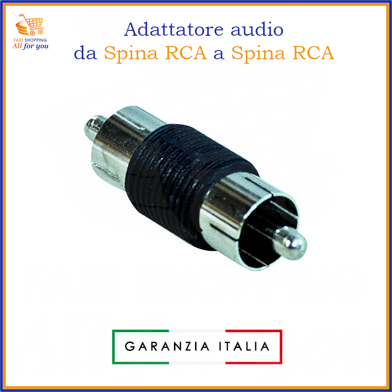 Adattatore accoppiatore audio/video RCA da spina maschio a spina maschio, per prolungare cavi o convertire prese RCA.